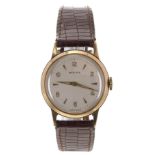 Rolex 9ct mid-size wristwatch, Birmingham 1953, case no. 549779 12324, circular silvered dial with