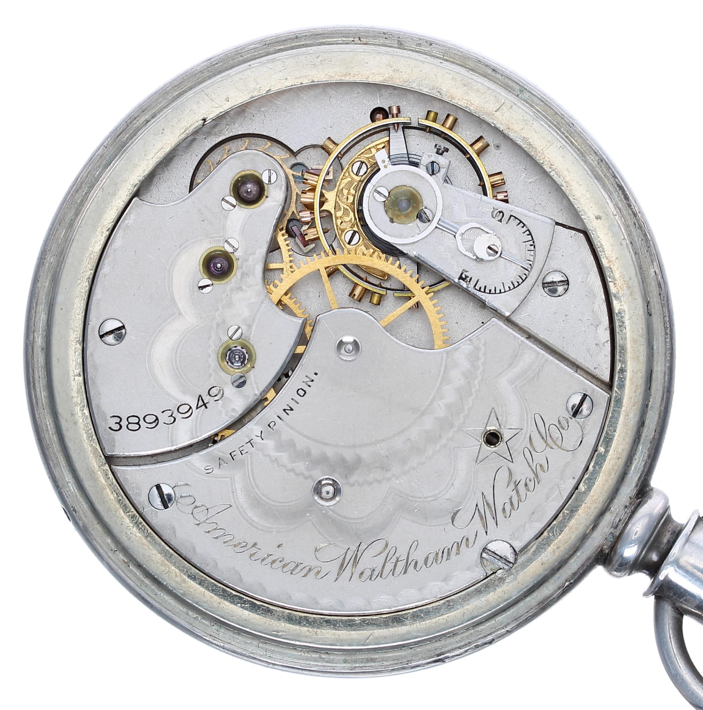 American Waltham nickel cased lever pocket watch, signed movement, no. 3893949, with safety - Image 2 of 3