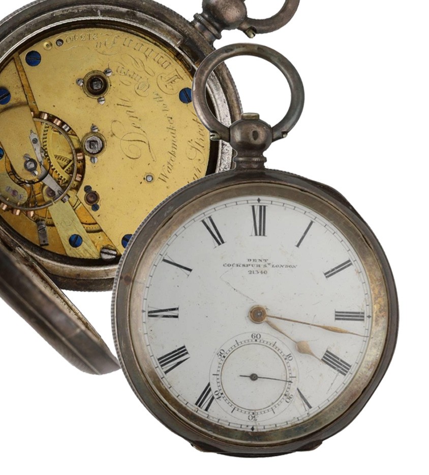 Dent - silver pocket chronometer, gilt three quarter plate signed Dent Watch Maker to the Queen,