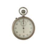 British Military issue 'PATT. 4.' split seconds nickel cased pocket watch, the case back with