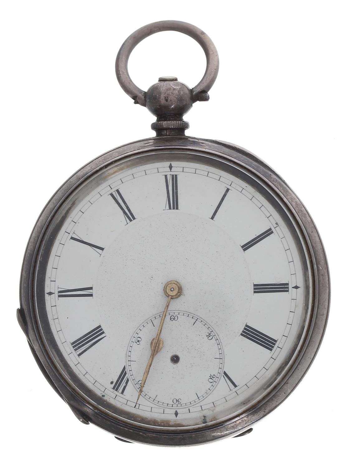 Swiss silver (0.935) lever pocket watch, three quarter plate movement inscribed 'Compensated - Image 2 of 4