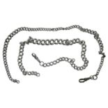 Silver graduated curb link double watch Albert chain, with clasp, 14.5'' (clasp at fault);