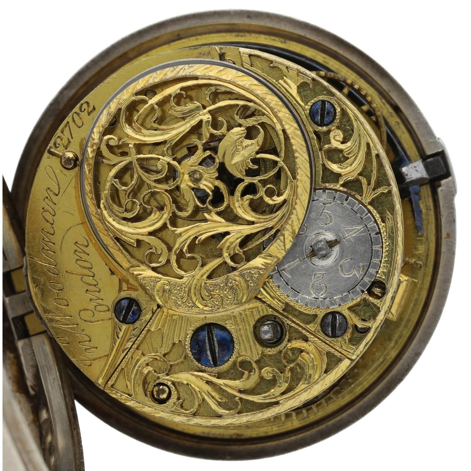 Jno Woodman, London - George III English silver pair cased verge pocket watch, London 1771, signed - Image 4 of 10