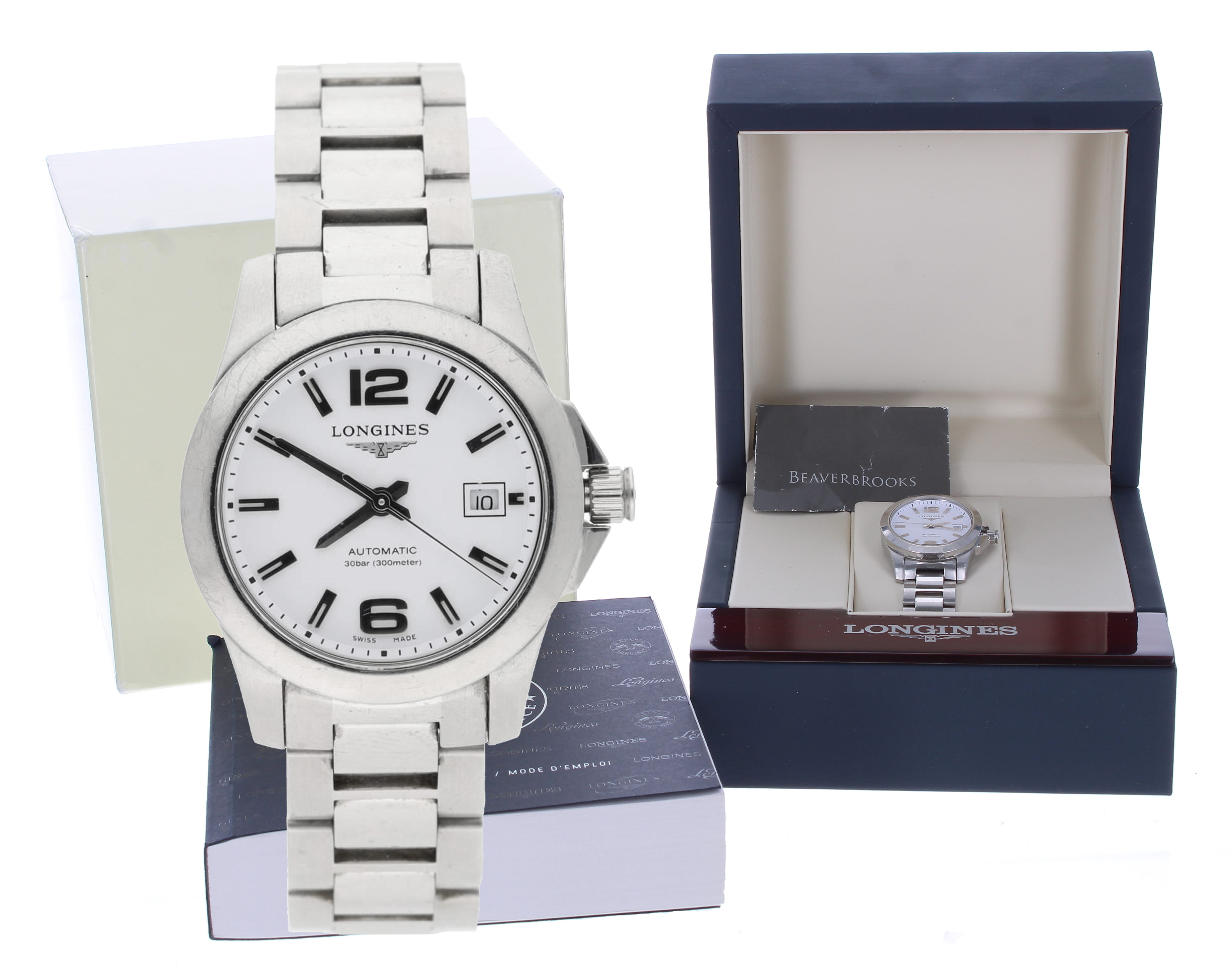 Longines Conquest automatic stainless steel lady's wristwatch, reference no. L3.276.4, serial no.