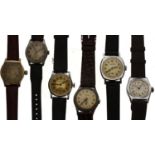 Six gentleman's wristwatches to include Ingersoll Triumph, Salvos Sports, Aviation, Newmark (6)