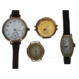 9ct wire-lug lady's wristwatch for repair, 8.0gm, 21mm; together with a gold filled lady's wire-