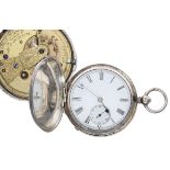 R.J. Bowman, London - Victorian silver fusee lever hunter pocket watch, London 1881, the movement