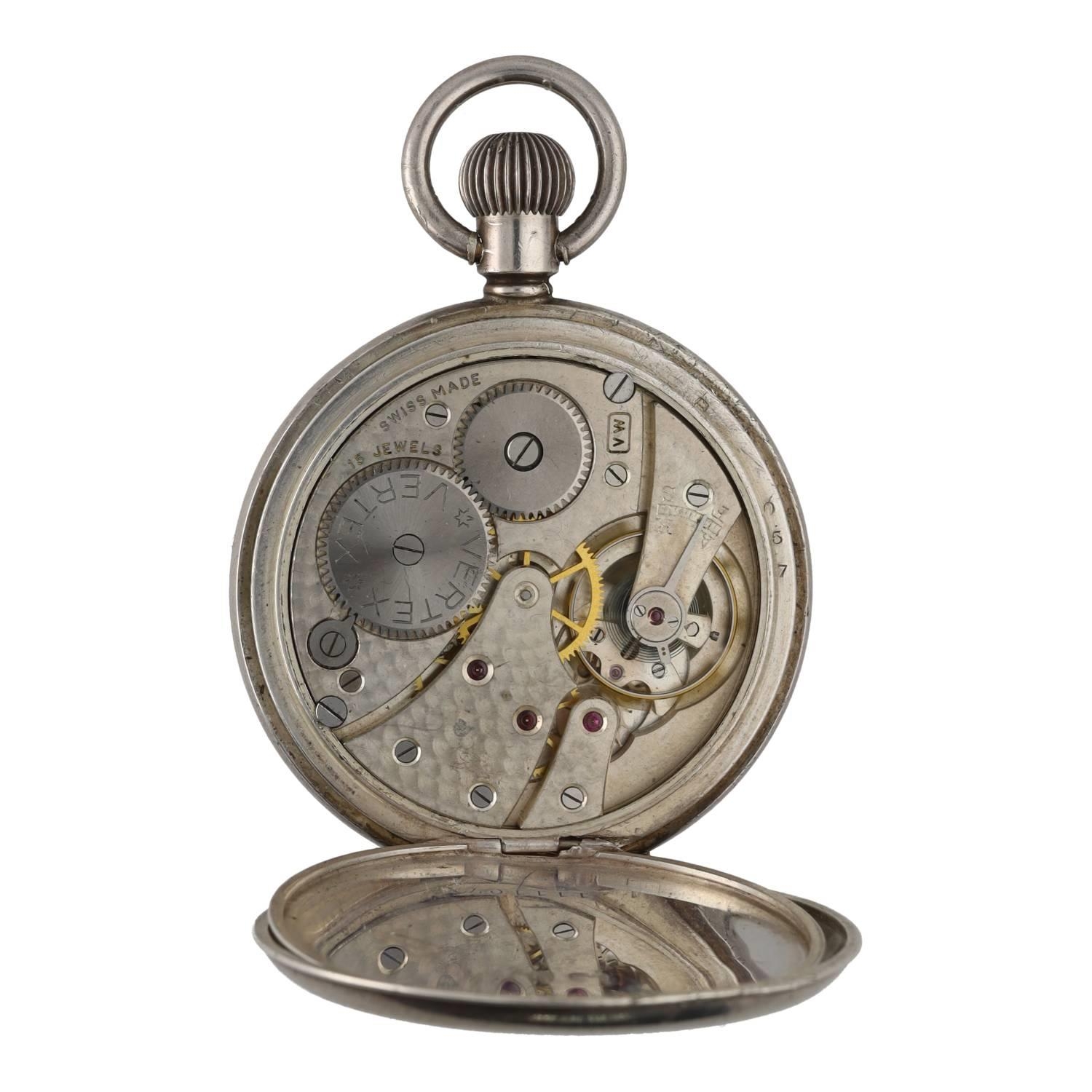 Vertex - Swiss silver lever pocket watch, Birmingham 1916, signed 15 jewel movement, inscribed - Bild 2 aus 3