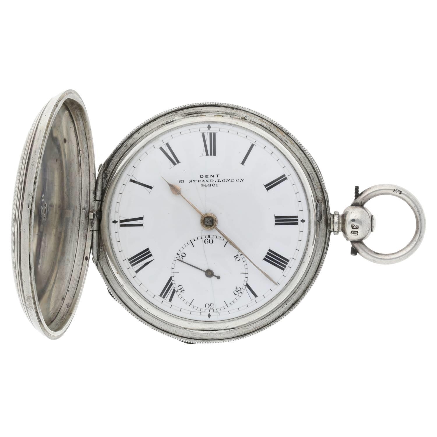 Dent, London - Victorian silver fusee lever hunter pocket watch, London 1875, signed movement, no.