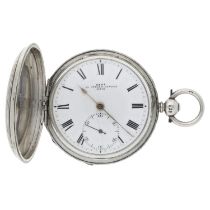 Dent, London - Victorian silver fusee lever hunter pocket watch, London 1875, signed movement, no.