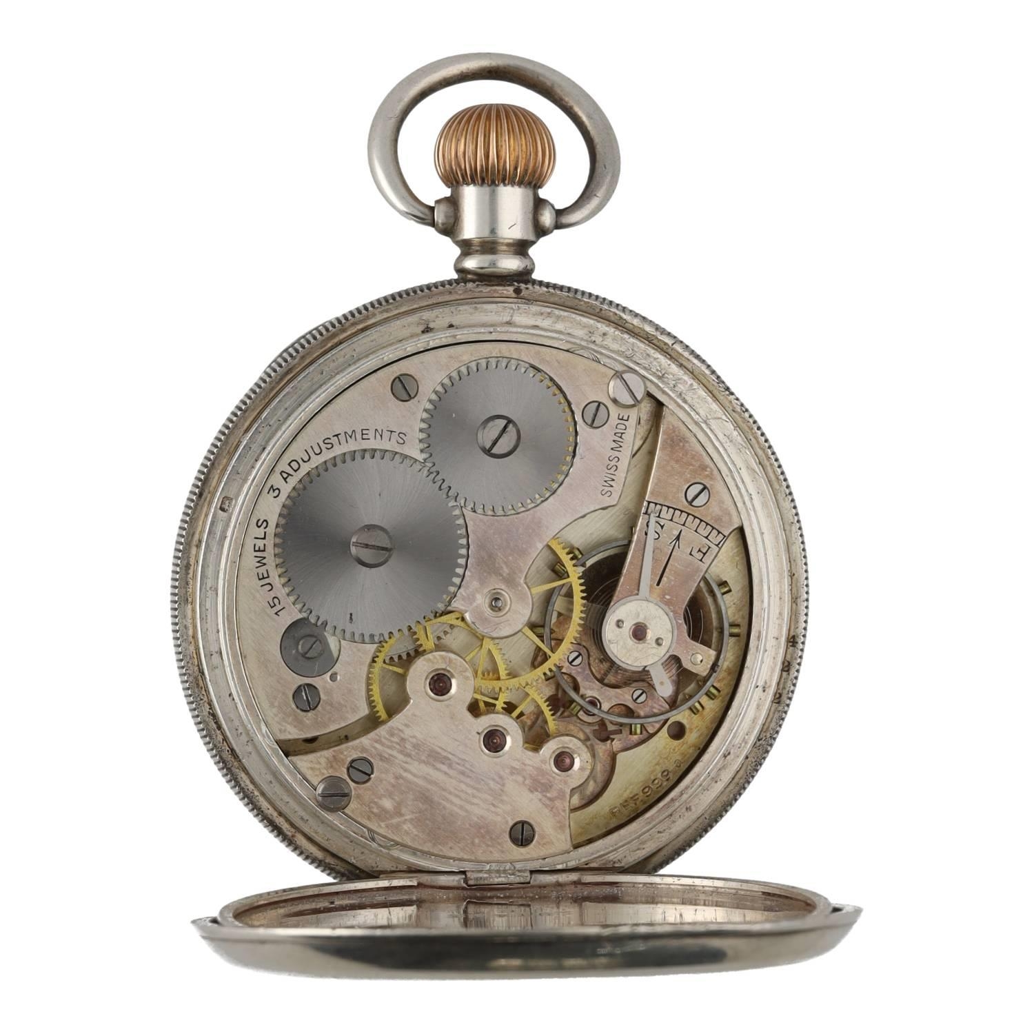 Swiss silver lever pocket watch, Birmingham 1913, REF. 999a 15 jewel 3 adjustments movement, - Bild 2 aus 3