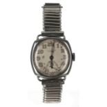 Longines 1930s wire-lug stainless steel cushion cased gentleman's wristwatch, case no. 5242678,