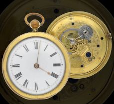 Henry Harris, London - early 19th century English duplex gilt-metal pocket watch, signed fusee