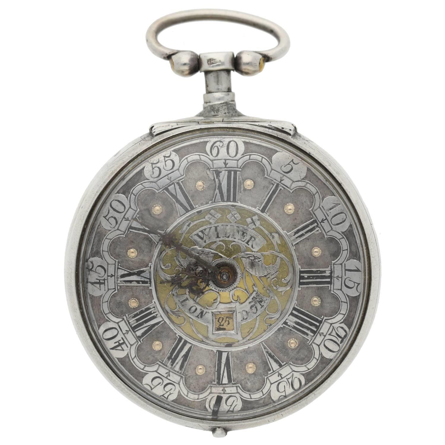 John Wilter, London - English 18th century silver pair cased verge calendar pocket watch, the - Image 3 of 11