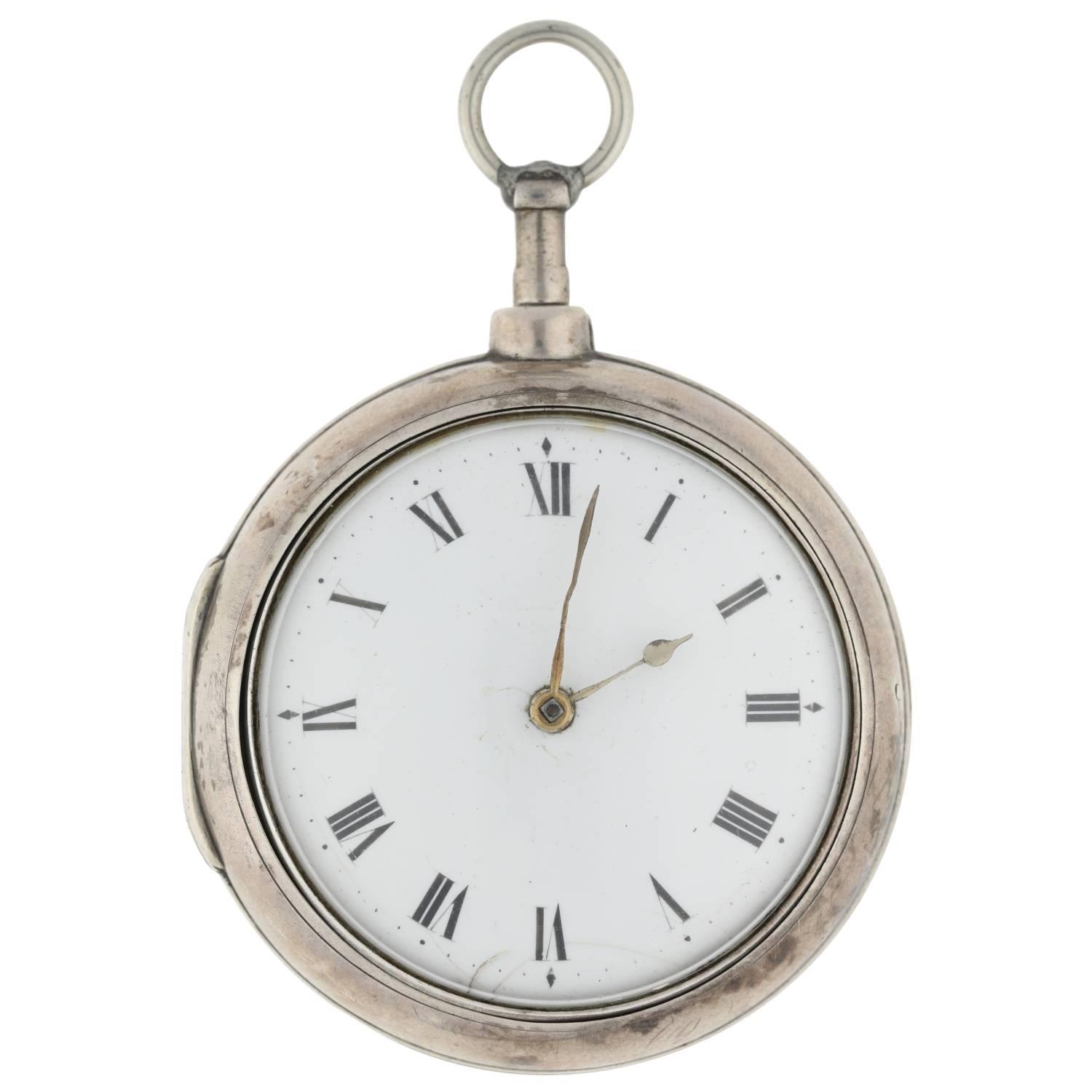 Mw Norman, Sherbourne - George III silver pair cased verge pocket watch, London 1809, signed fusee - Image 2 of 7
