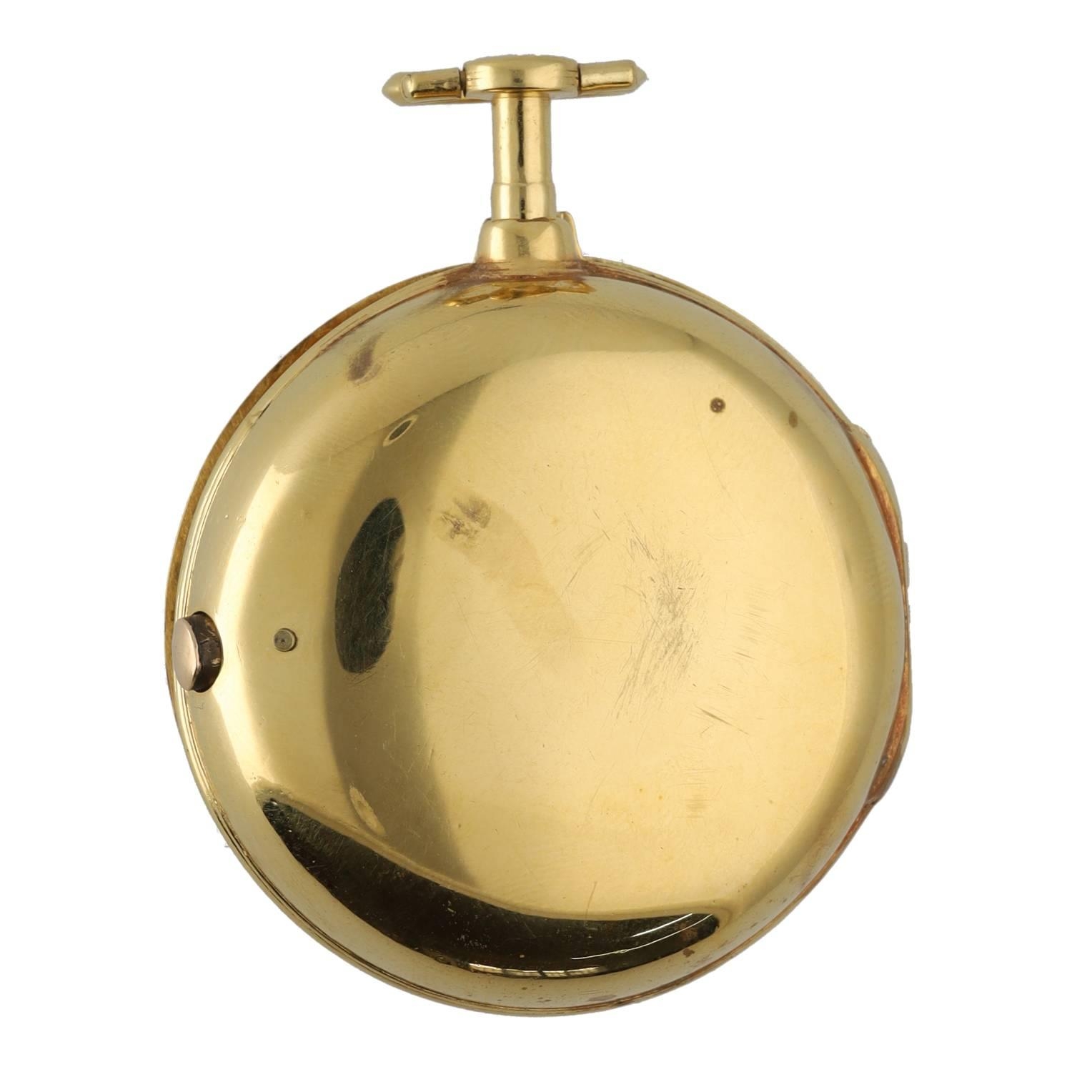 Finch & Bradley, Halifax - fine 18th century gilt pair cased verge pocket watch, the movement with - Image 4 of 6