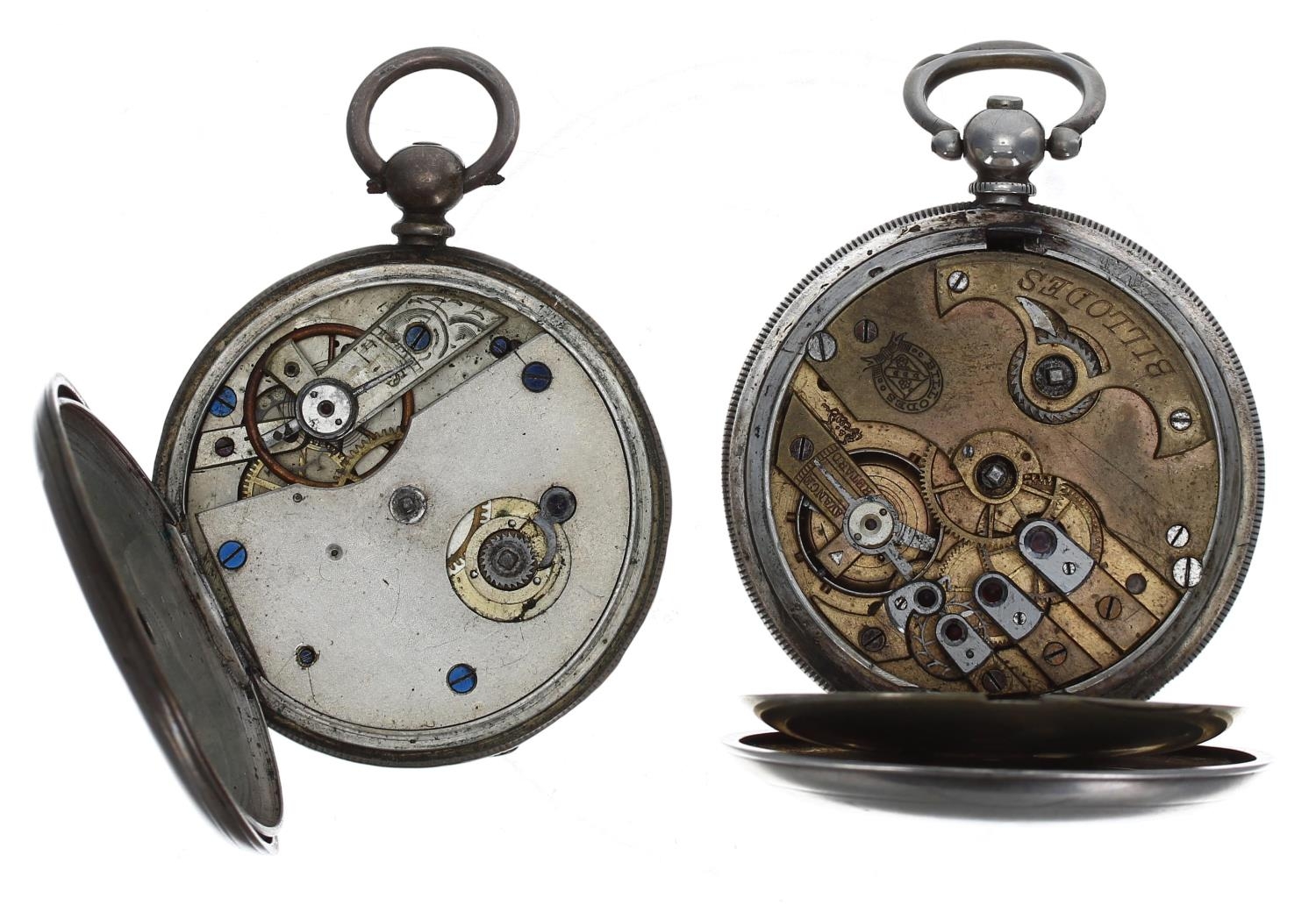 Turkish Market silver (0.800) lever engine turned hunter pocket watch for repair, the half plate - Image 4 of 4