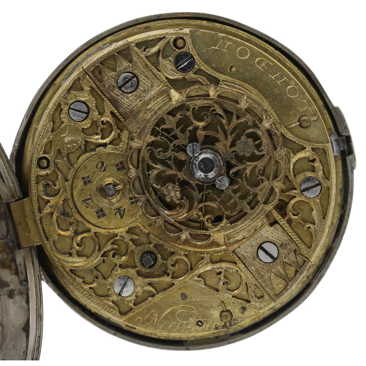 Nieveton, London - 19th century silver pair cased verge pocket watch, signed fusee movement with a - Image 4 of 7