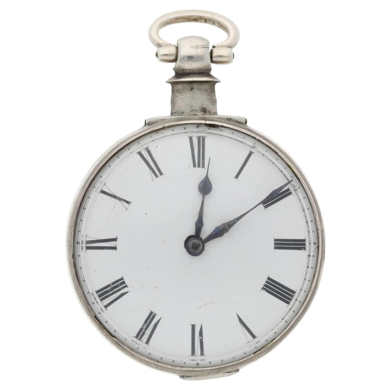 Early Victorian silver pair cased verge pocket watch, London 1840, unsigned fusee movement, no. - Image 3 of 7