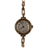 Election 18ct lady's wristwatch, import hallmarks Glasgow 1924, circular silvered dial with Arabic