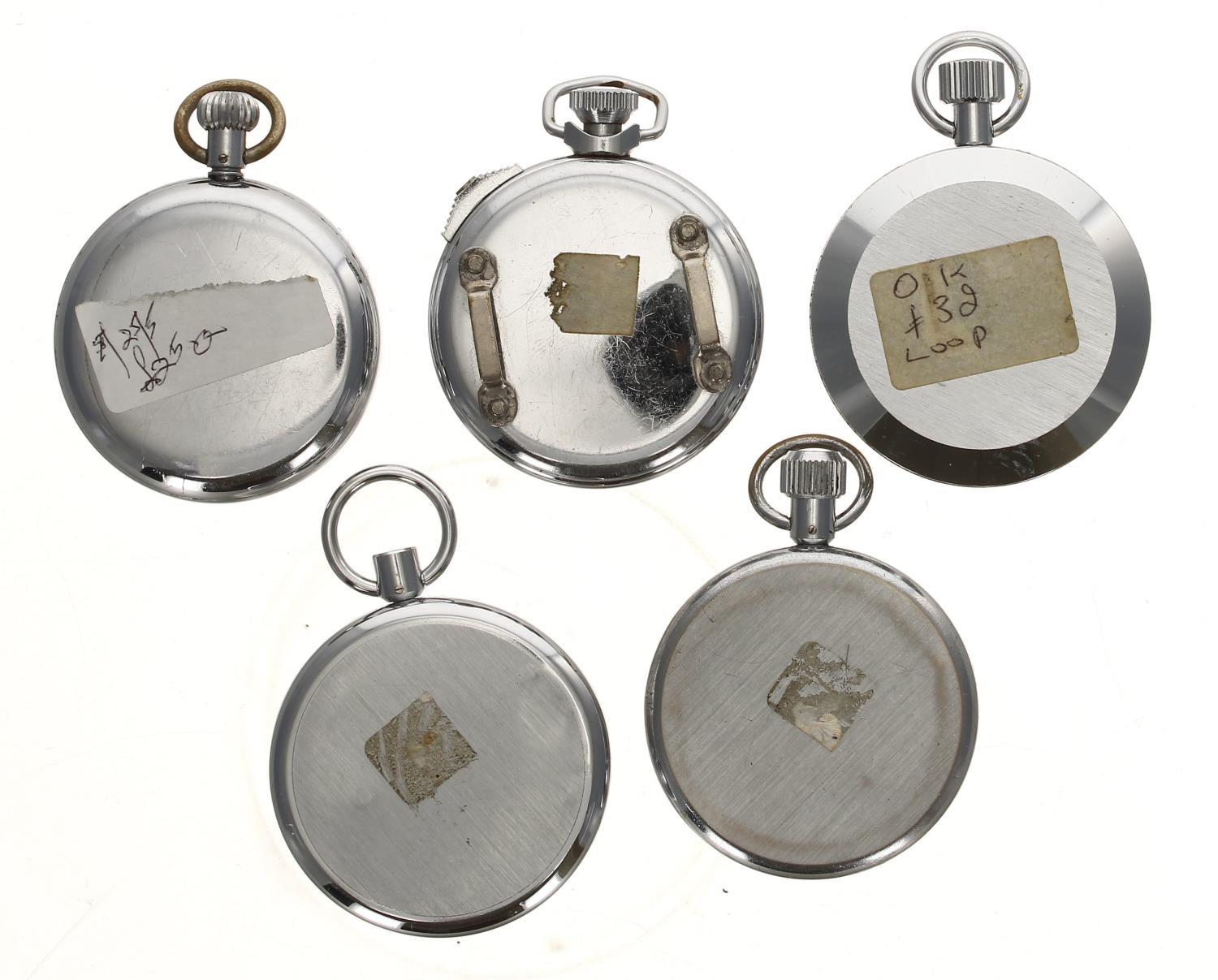 Five chrome cased pocket stop watches for repair to include Precista, Stadion, Regus (5) - Image 2 of 2