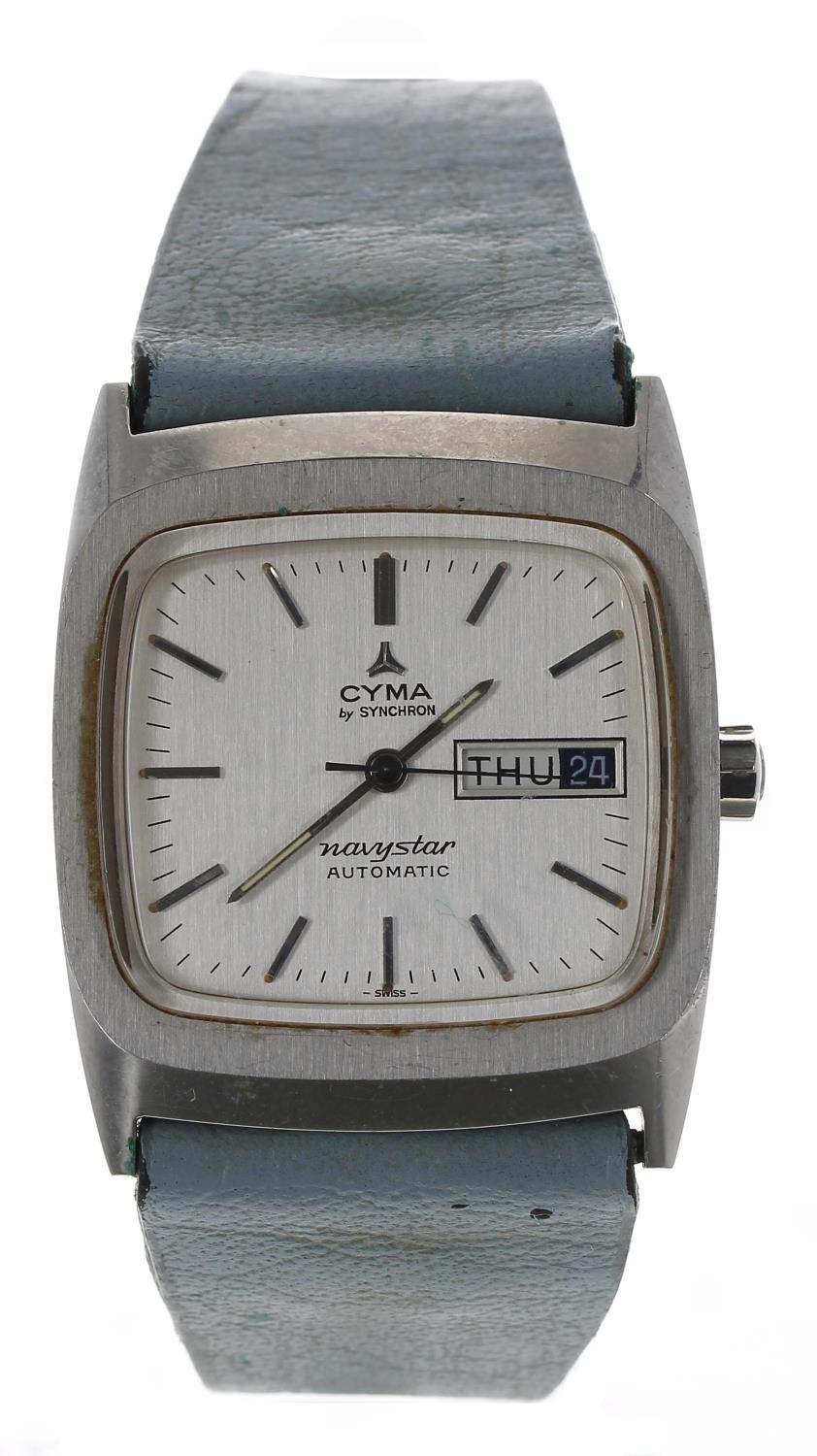 Cyma by Synchron Navystar automatic square cased stainless steel gentleman's wristwatch, squared