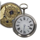 John Parker, Liverpool - George III silver pair cased verge pocket watch, London 1765, the