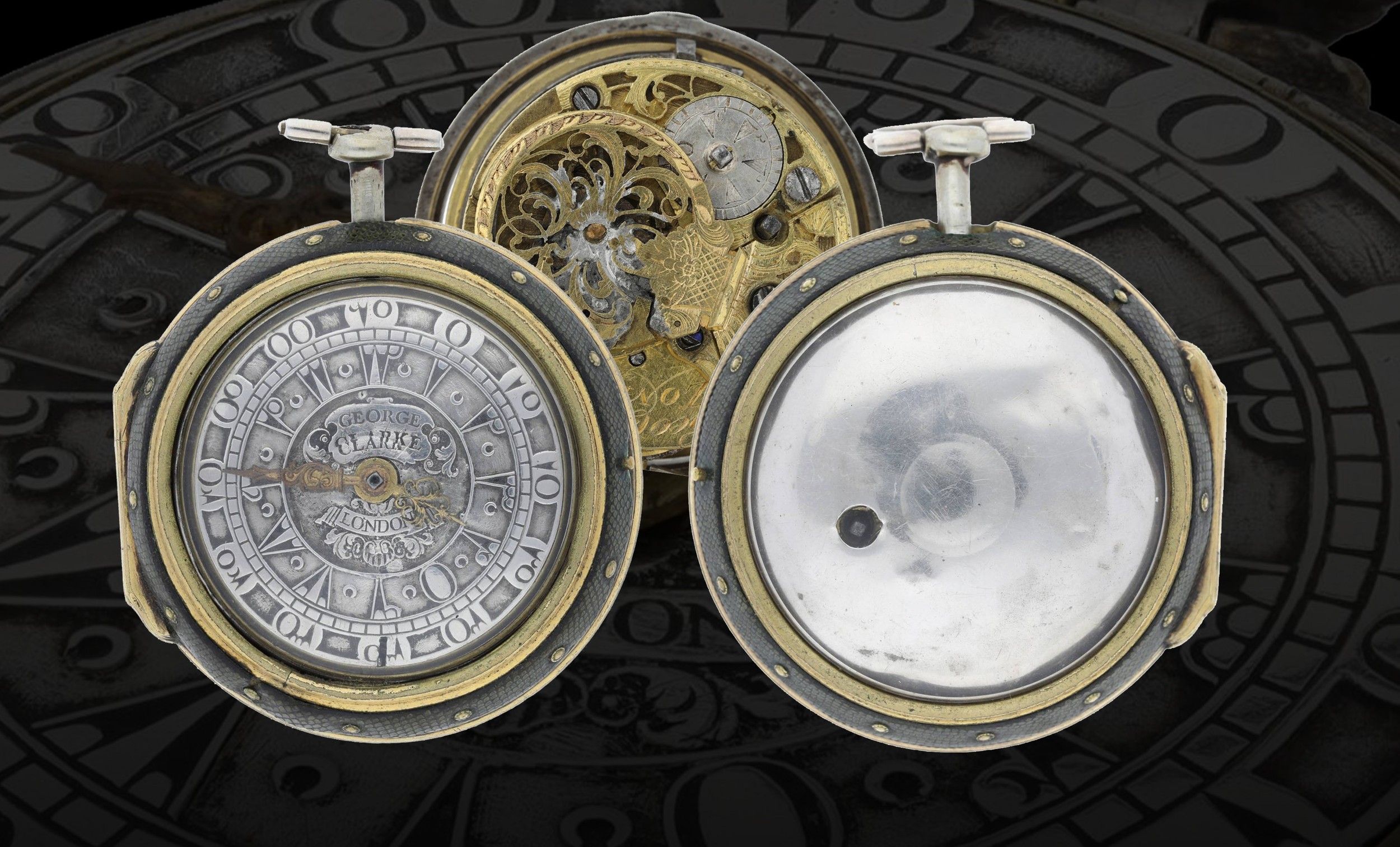 George Clarke, London - mid-18th century silver pair cased verge pocket watch made for the Turkish