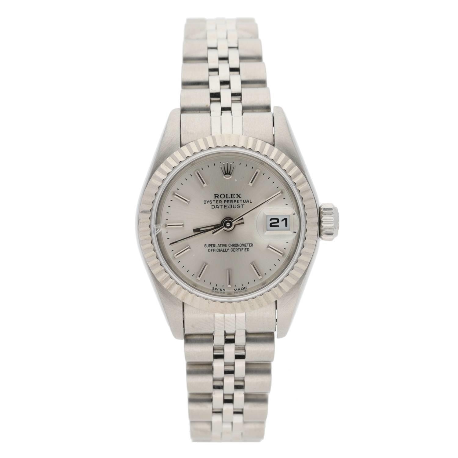 Rolex Oyster Perpetual Datejust white gold and stainless steel lady's wristwatch, reference no.