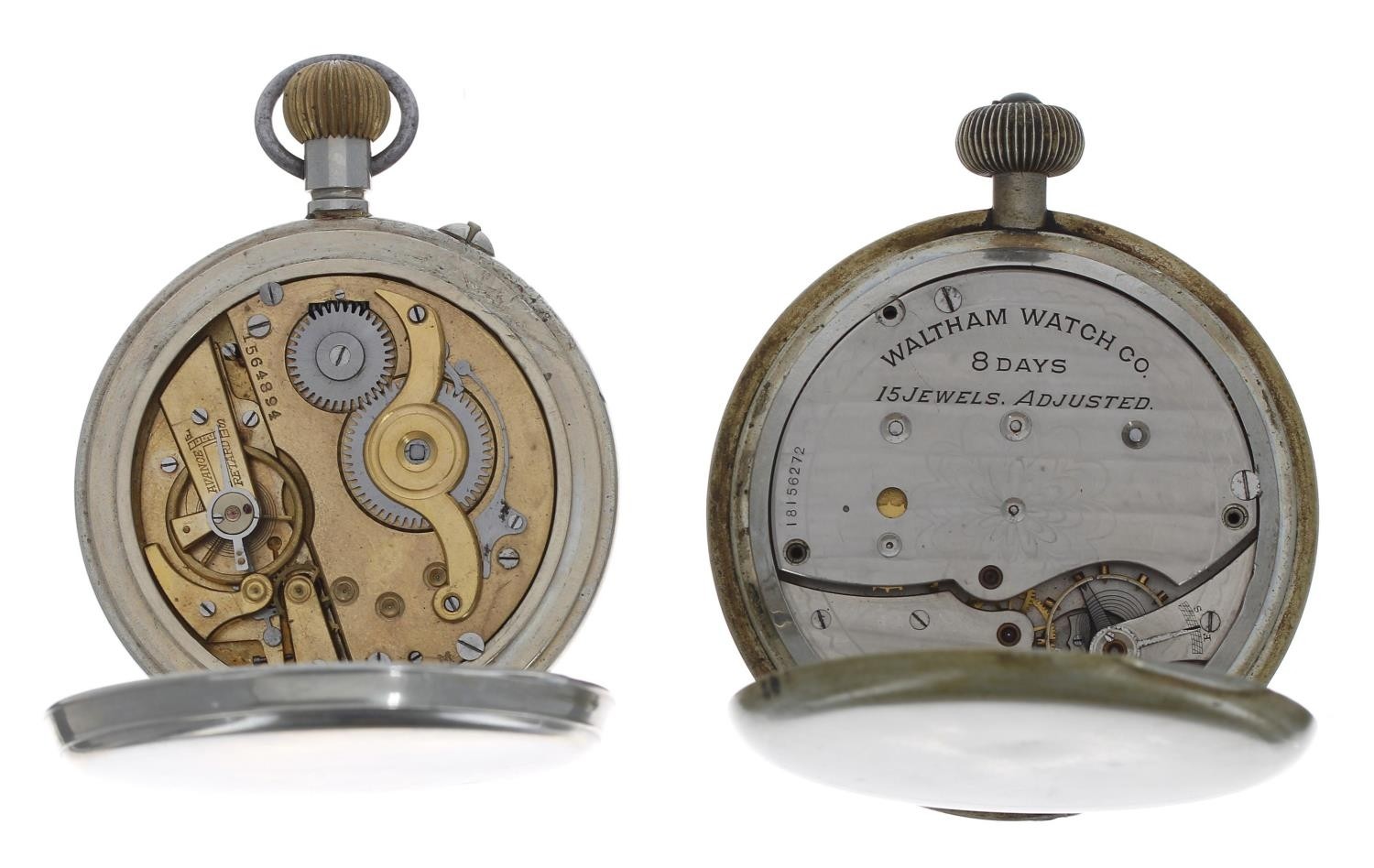 Longines Baume nickel cased Goliath pocket watch, the movement signed Longines Baume with plain - Image 7 of 7