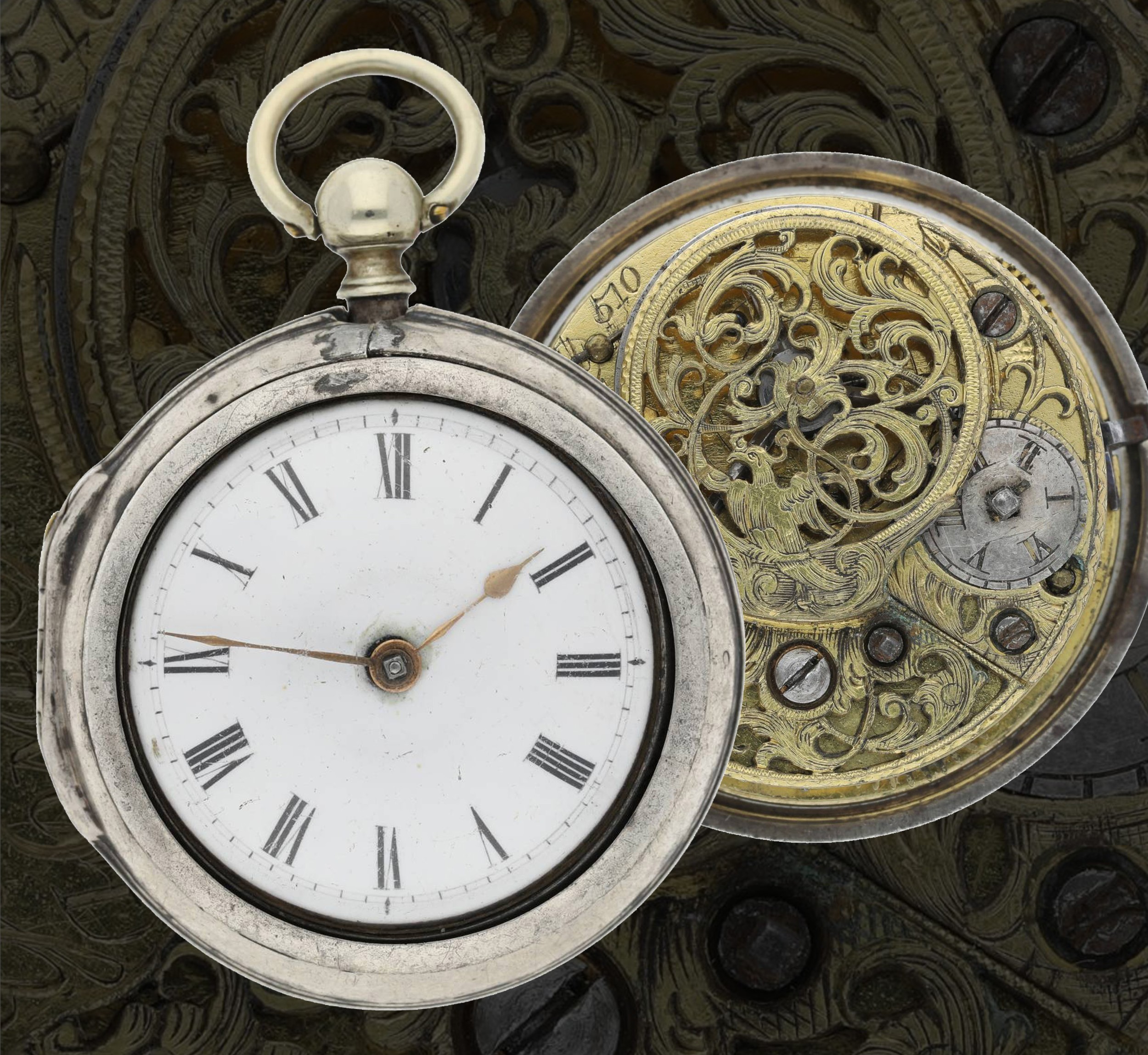 George Somersall, London - George III English silver pair cased verge pocket watch, London 1764,