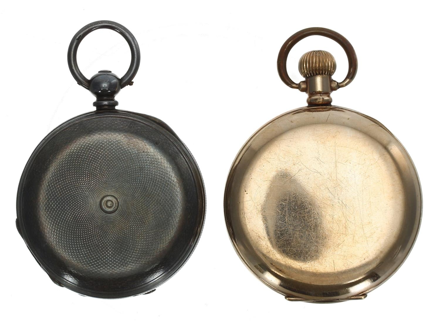 Swiss gold plated lever hunter pocket watch, unsigned movement, hinged cuvette, Roman numeral - Image 3 of 4