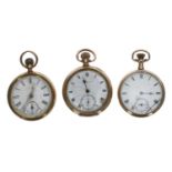 American Waltham gold plated lever pocket watch, within a Star Watch Case Co. screw case, 48mm;
