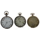 Omega silver (0.900) lever dress pocket watch for repair, signed movement, dial and case, 45mm;