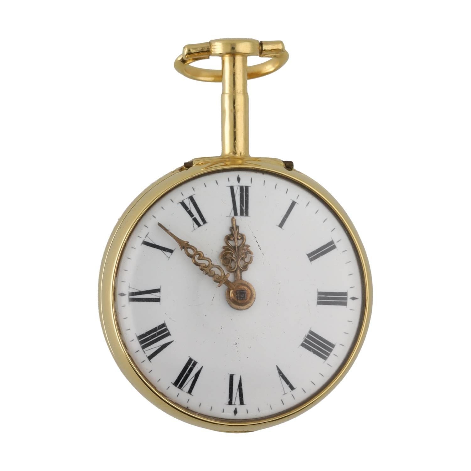 Finch & Bradley, Halifax - fine 18th century gilt pair cased verge pocket watch, the movement with - Bild 5 aus 6