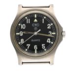 CWC Quartz British Military Army issue stainless steel gentleman's wristwatch, circa 1982, signed