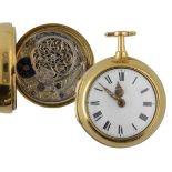 Finch & Bradley, Halifax - fine 18th century gilt pair cased verge pocket watch, the movement with