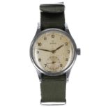 Omega British Military issue stainless steel gentleman's wristwatch, serial no. 10869xxx, circa