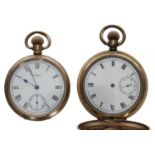 American Waltham gold plated lever pocket watch for repair, Dennison Star case, 51mm; together