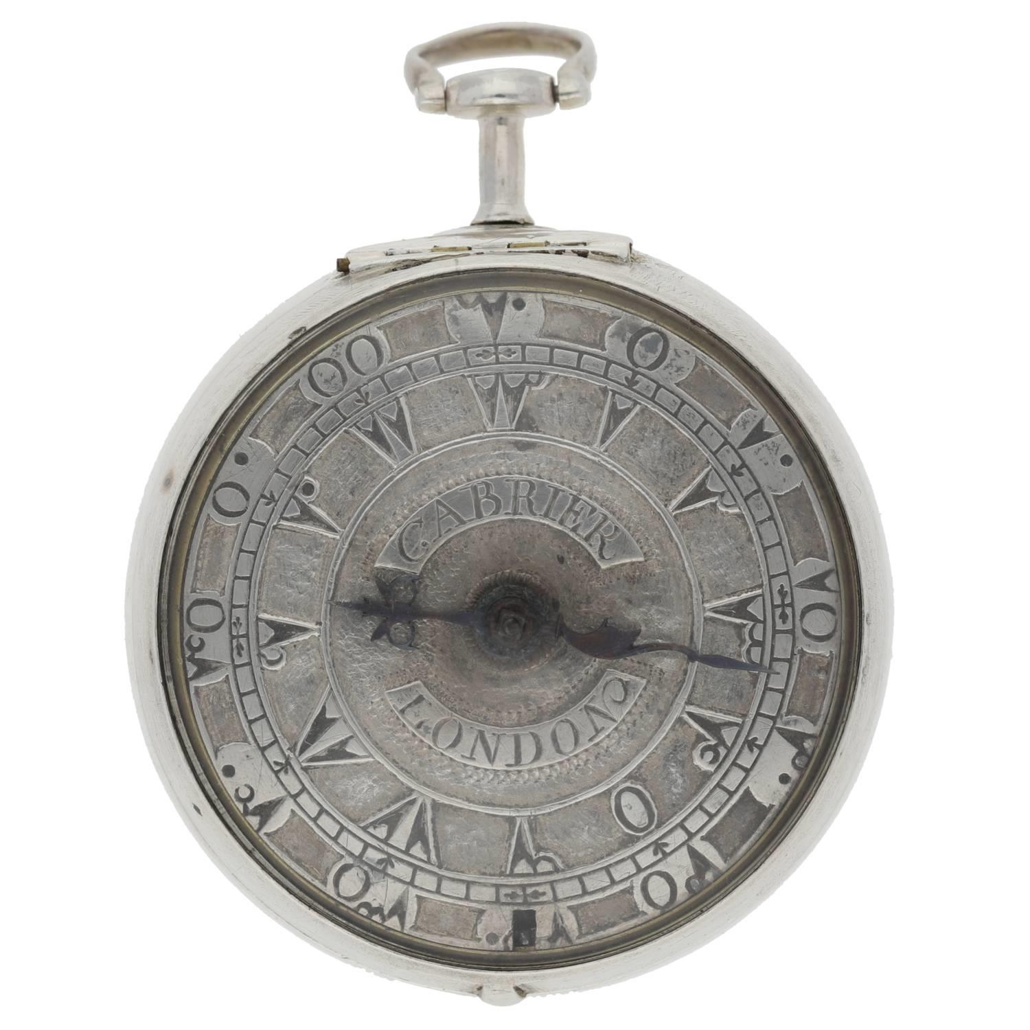 Charles Carbier, London - early 18th century English silver pair cased verge pocket watch made for - Image 3 of 11