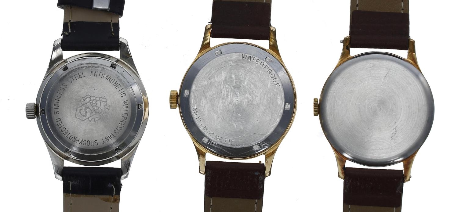 Three gentleman's wristwatches to include Smiths for Garrard, silvered dial signed Garrard, Smiths - Image 2 of 2