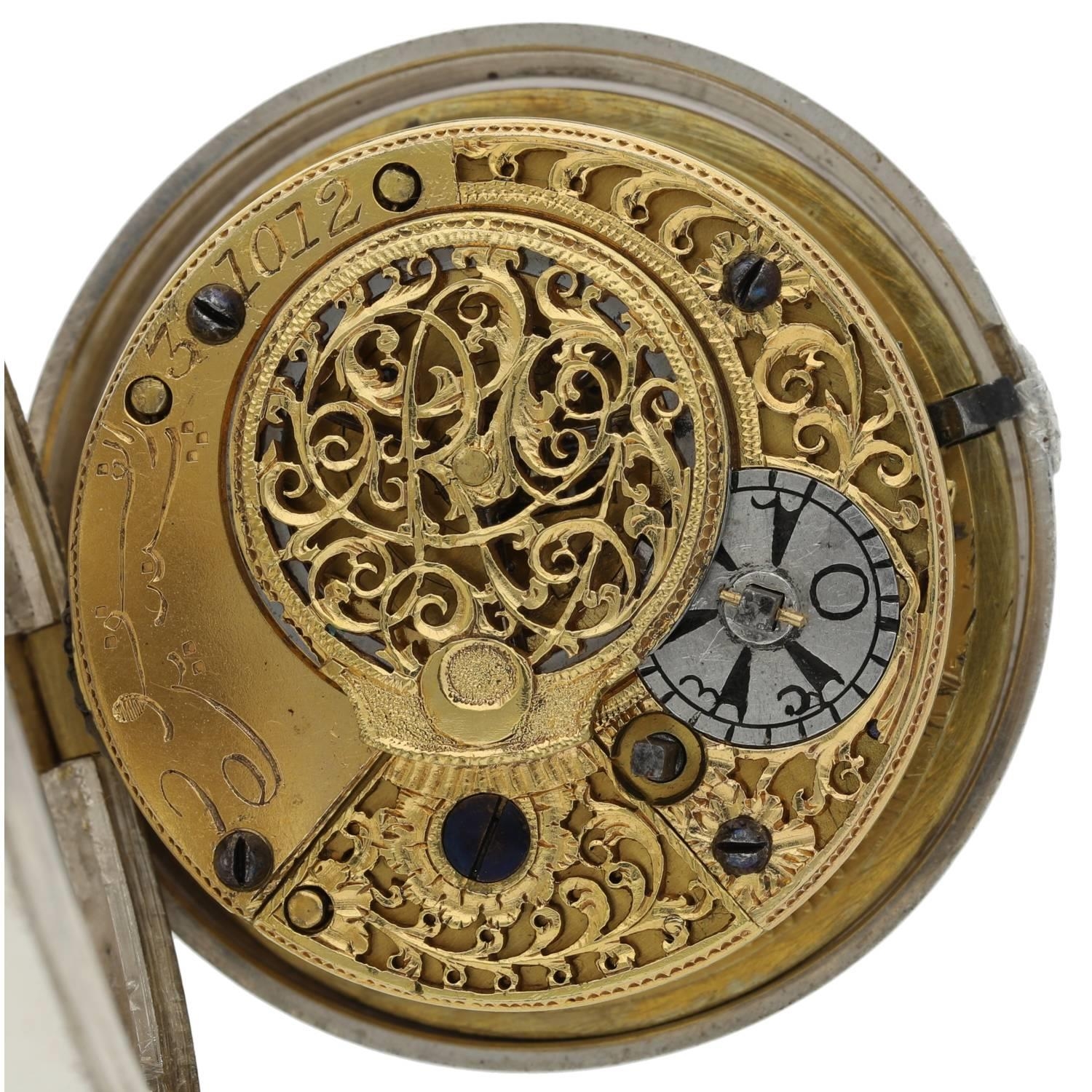 Ralph Gout, London - early 19th century silver and tortoiseshell triple cased verge pocket watch - Image 4 of 13