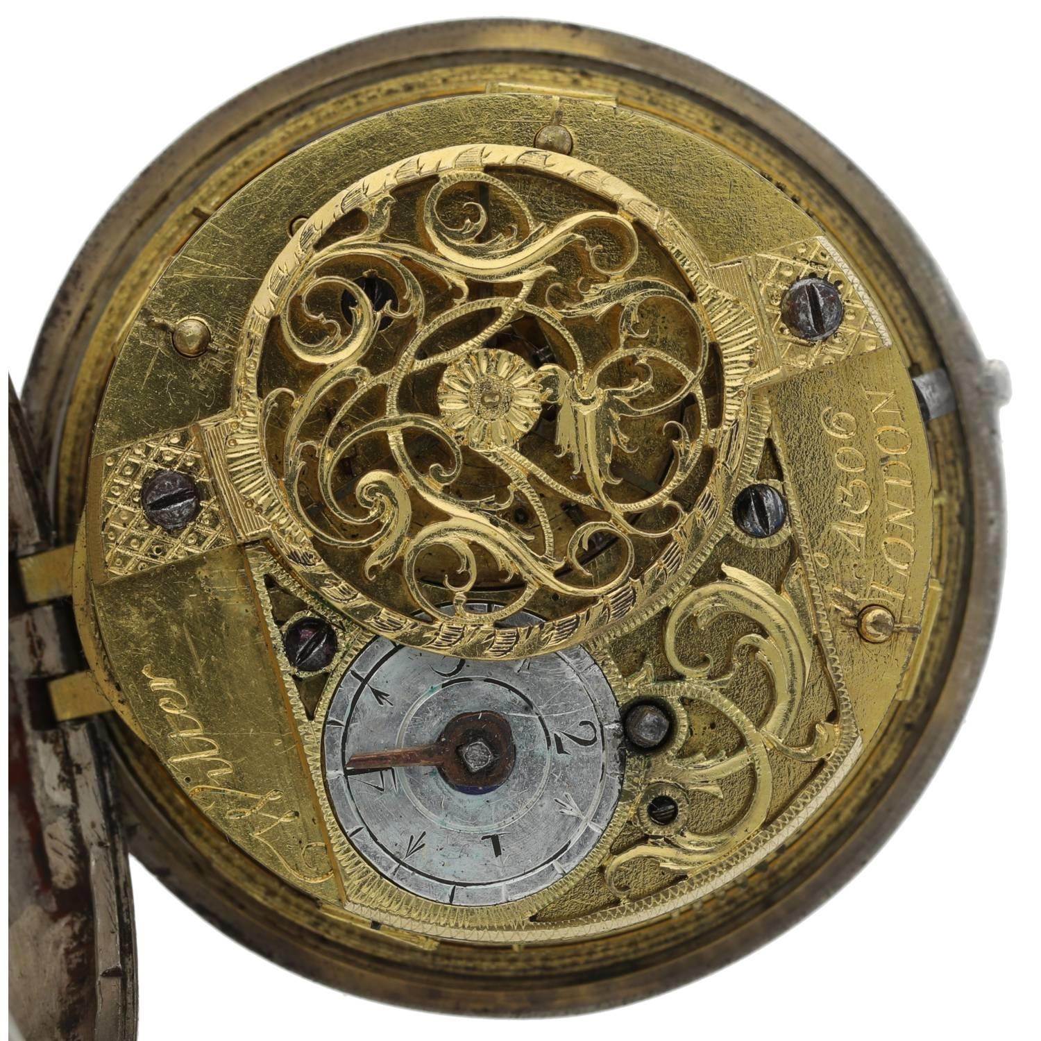 John Wilter, London - English 18th century silver pair cased verge calendar pocket watch, the - Image 7 of 11