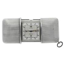 Movado Chronométre Ermeto engine turned purse watch, signed square silvered dial with Arabic