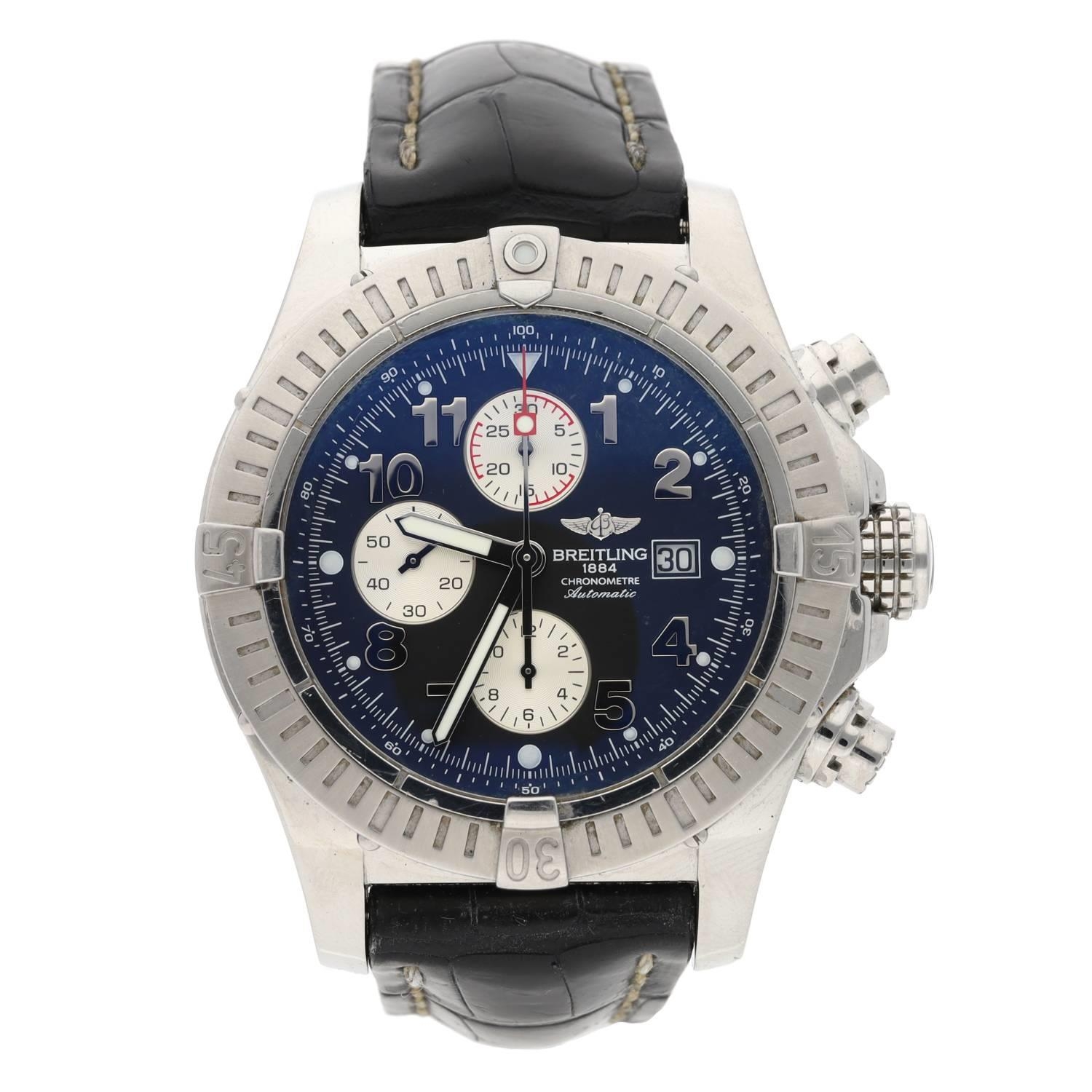 Breitling Super Avenger Chronometre Chronograph automatic stainless steel gentleman's wristwatch, - Image 2 of 4