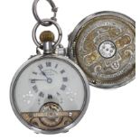 Hebdomas Patent 8 Days silver pocket watch, import hallmarks London 1914, signed decorated Roman
