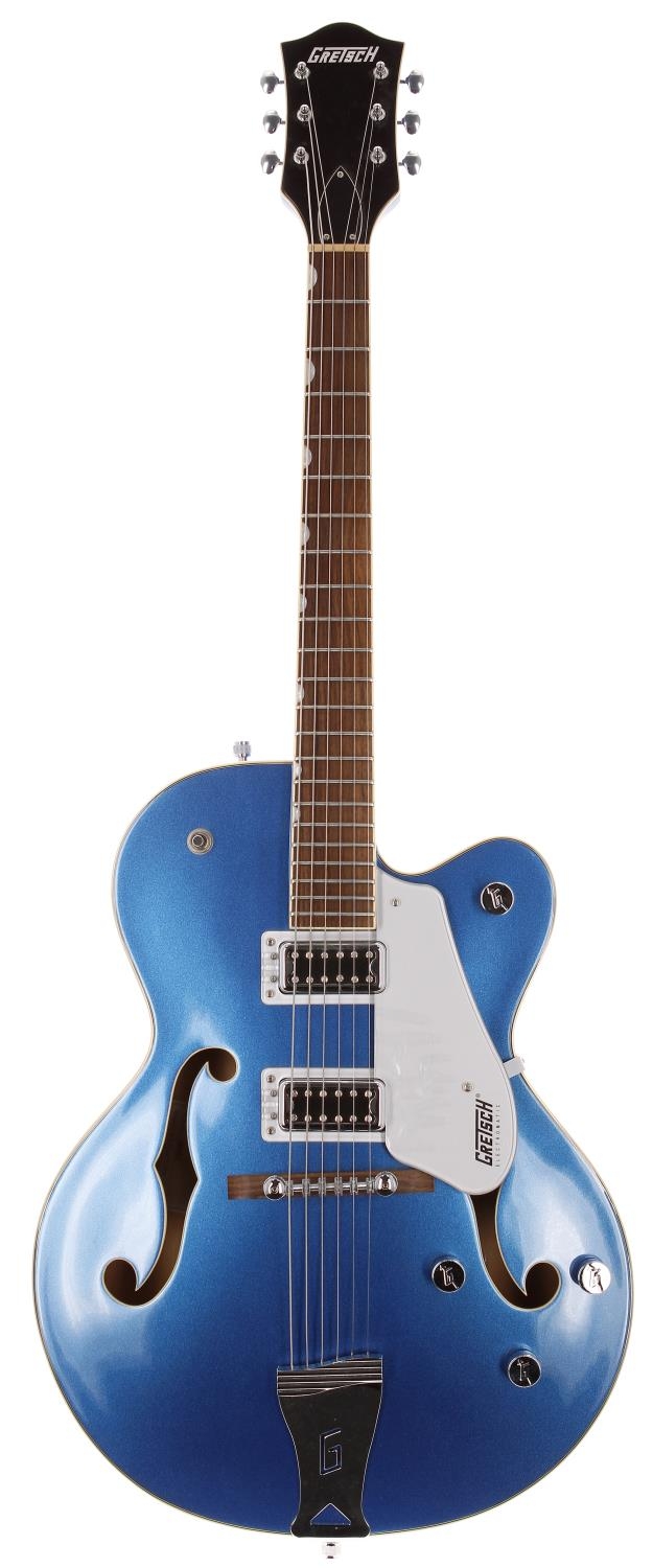 2017 Gretsch G5420T hollow body electric guitar, made in Korea; Body: blue metallic finish, a few