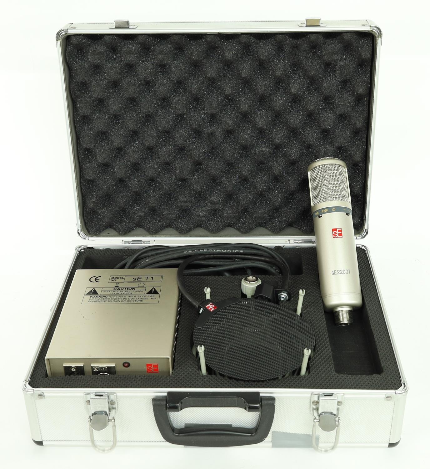 SE Electronic SE2200T microphone, with PSU, pop shield and shock mount within original case *