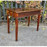 19th century mahogany rectangular silver/side table, the moulded top over two shallow frieze end