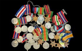 WW2 Collection of Stars, Defence and War Medals approximately 36, some on bars.
